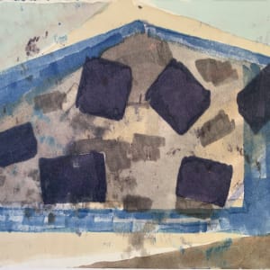 "Blue Squares" Original Abstract Drawing NYC Artist by John Peters 