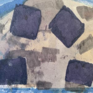 "Blue Squares" Original Abstract Drawing NYC Artist by John Peters 