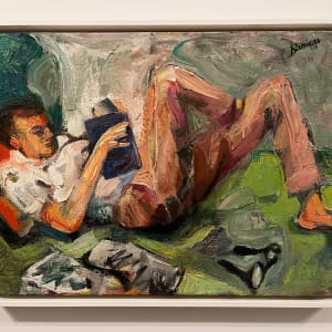 1959 Impasto Figure Painting "Reading" by Katherine Barieau