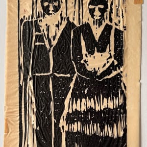 "Marriage" Wood Block Figurative Print by Kim Wabner 