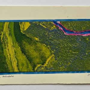 1960s "Magic Window" Green, Pink, Yellow Collage Intaglio Etching NY Artist Myril Adler by Myril Adler 