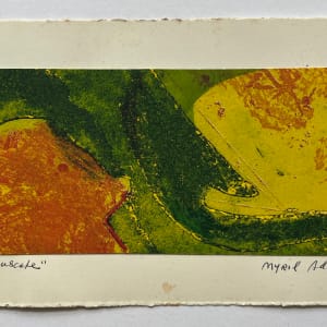 1960s "Goldenscape" Green, Orange, Yellow Intaglio Etching NY Artist Myril Adler by Myril Adler 