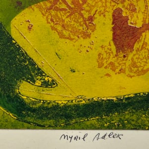 1960s "Goldenscape" Green, Orange, Yellow Intaglio Etching NY Artist Myril Adler by Myril Adler 