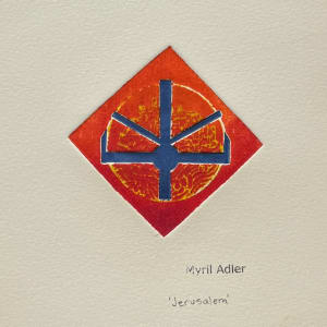 1960s "Jerusalem" Ombre Red to Orange Intaglio Etching NY Artist Myril Adler by Myril Adler 