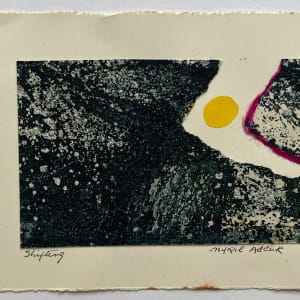 1960s "Shifting" Collage Intaglio Etching Blue Yellow  Pink NY Artist Myril Adler by Myril Adler 