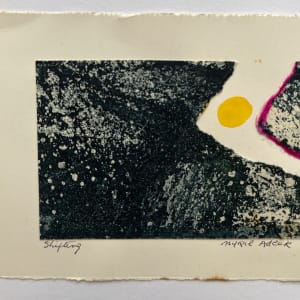 1960s "Shifting" Collage Intaglio Etching Blue Yellow  Pink NY Artist Myril Adler by Myril Adler 