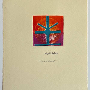 1960s "Temple Mount" Purple to Orange Collagraph by Myril Adler 