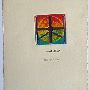 1960s "Reconstruction" Teal to Red Collagraph by Myril Adler 