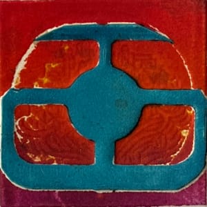 1960s "Crusade" Purple, Teal, Red Collagraph by Myril Adler 