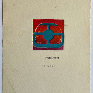 1960s "Crusade" Purple, Teal, Red Collagraph by Myril Adler 