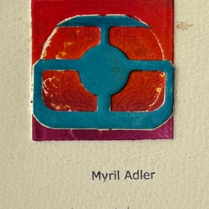 1960s "Crusade" Purple, Teal, Red Collagraph NY Artist Myril Adler by Myril Adler 