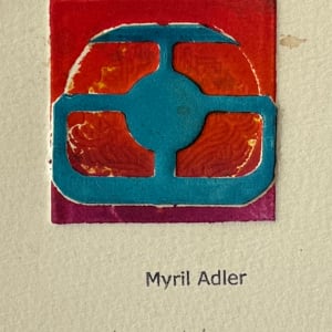 1960s "Crusade" Purple, Teal, Red Collagraph by Myril Adler 