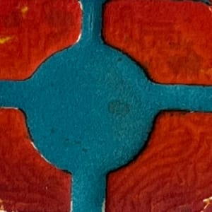 1960s "Crusade" Purple, Teal, Red Collagraph by Myril Adler 