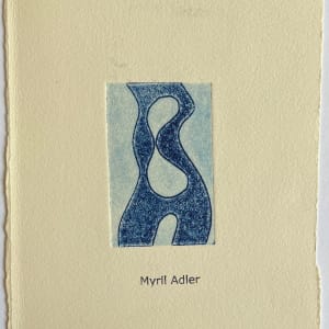 1960s Figurative in Blue Collagraph NY Artist Myril Adler by Myril Adler 