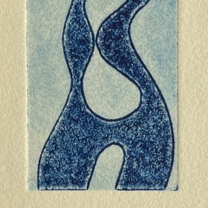 1960s Figurative in Blue Collagraph NY Artist Myril Adler by Myril Adler 