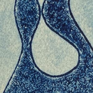 1960s Figurative in Blue Collagraph NY Artist Myril Adler by Myril Adler 