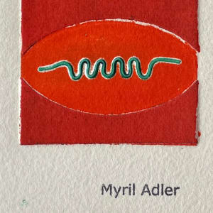 1960s "Magic Grotto" Red and Green Collagraph NY Artist Myril Adler by Myril Adler 