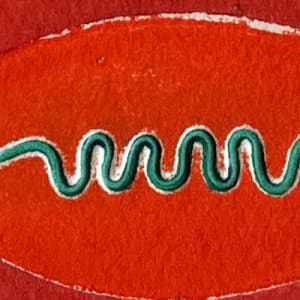 1960s "Magic Grotto" Red and Green Collagraph NY Artist Myril Adler by Myril Adler 