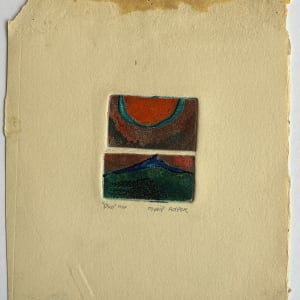 1960s "Duo" Orange, Teal, Green Collagraph NY Artist Myril Adler by Myril Adler 