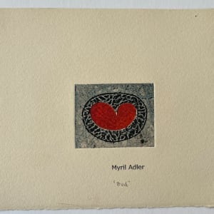 1960s "Bud" Abstract Black and Red Collagraph NY Artist Myril Adler by Myril Adler 