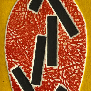 1960s Abstract Vessel Orange and Yellow Collagraph NY Artist Myril Adler by Myril Adler 