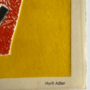 1960s Abstract Vessel Orange and Yellow Collagraph NY Artist Myril Adler by Myril Adler 