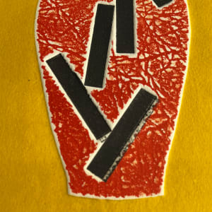 1960s Abstract Vessel Orange and Yellow Collagraph NY Artist Myril Adler by Myril Adler 