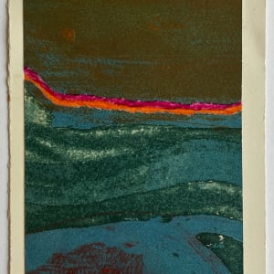 1960s "Magic Journey" Teal, Pink, Yellow Collage Intaglio Etching NY Artist Myril Adler by Myril Adler 