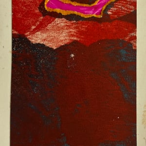 1960s "Moonscape" Red, Pink, Orange Collage Intaglio Etching NY Artist Myril Adler by Myril Adler 