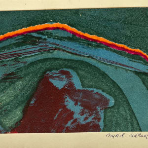 1960s "Magic Journeys" Teal, Pink, Orange Collage Intaglio Etching NY Artist Myril Adler by Myril Adler 