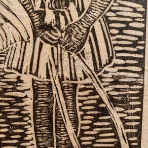 1960 Linocut "3 Girls Playing" Margaret T Burroughs by Margaret Burroughs 