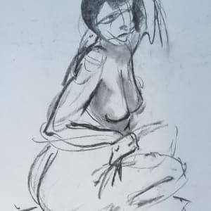 Female Nude Charcoal Drawing 11 by Unsigned 
