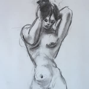 Female Nude Charcoal Drawing 14 by Unsigned 