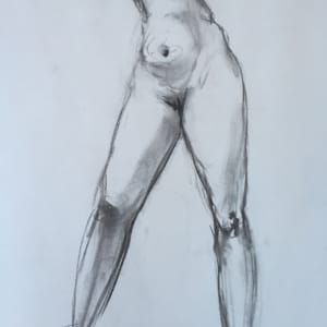 Female Nude Charcoal Drawing 14 by Unsigned 