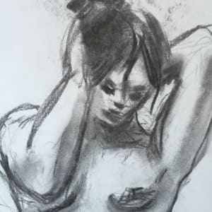 Female Nude Charcoal Drawing 14 by Unsigned 