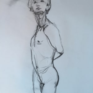 Male Nude Charcoal Drawing 17 by Unsigned 