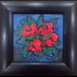 Vintage Floral Painting on Board Erik Martin by Erik Martin