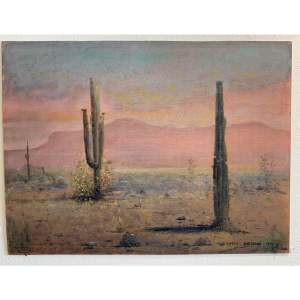 "Desert Cacti Landscape Oil Painting" by Alfred Ahronian 