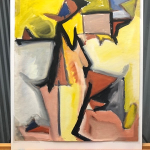 Yellow Cubist Figure by Jerry & Ruth Opper Estate 