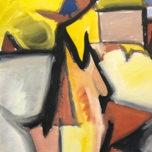 Yellow Cubist Figure by Jerry & Ruth Opper Estate 