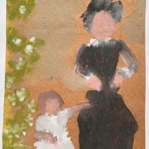 1970s "With Grandma" Watercolor Painting Sybil Gibson by Sybil Gibson 