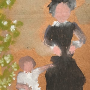 1970s "With Grandma" Watercolor Painting Sybil Gibson by Sybil Gibson