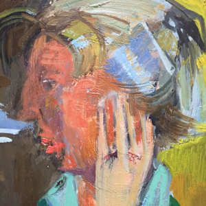 Mid Century Signed Stavoka Vintage Oil Figurative by Stavoka 