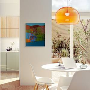 Blue Abstract Painting Mid 20th Century Oil on Board by Wanda Northen 