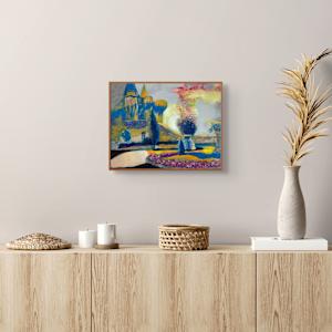 1987 "Chateau Loches" Impressionist Landscape Drawing Acclaimed Illustrator Bill Shields by Bill Shields 