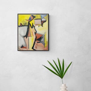 Yellow Cubist Figure by Jerry & Ruth Opper Estate 