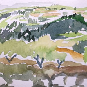 Watercolor: Les Tapies Landscape Study, France by Marianne Wilson