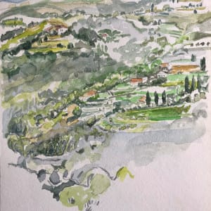 Watercolor: Les Tapies Landscape Study, France by Marianne Wilson
