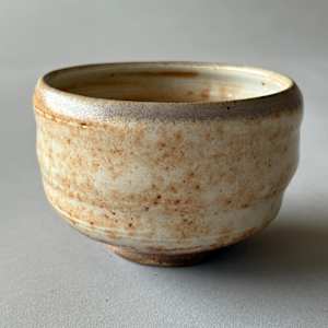 Ceramic Teabowl, Wood Fired Shino #6-12/24 firing by Marianne Wilson Studio 