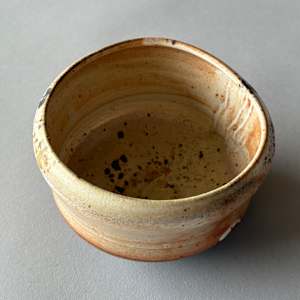 Ceramic Teabowl, Wood Fired Shino #8-12/24 firing by Marianne Wilson Studio 